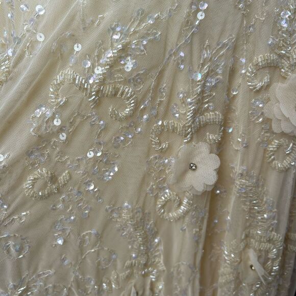 Mac Duggal 70274 Embellished Illusion Cap Sleeve Gown Butter Yellow size 6 NWT - Picture 6 of 10